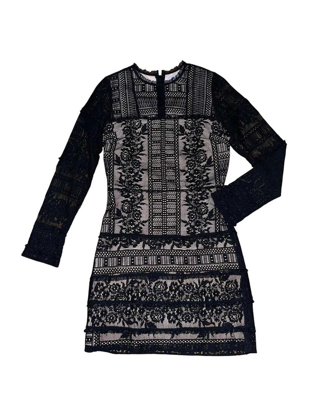 Parker Lace Dress S Black Julie Sheath Ruffles Small Illusion Whimsygoth